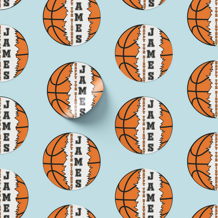 Basketball Custom Name Stickers 2" 12 ct