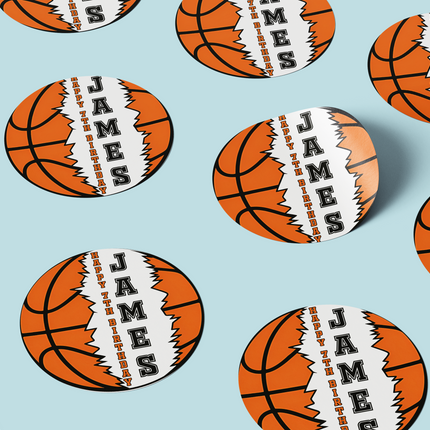 Basketball Custom Name Stickers 2" 12 ct