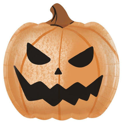 Bats & Boos Halloween Jack-o-Lantern Shaped Dinner Plates 8ct