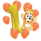 Bingo 1st birthday set main: number 1 foil, themed foil and 8 matching latex balloons