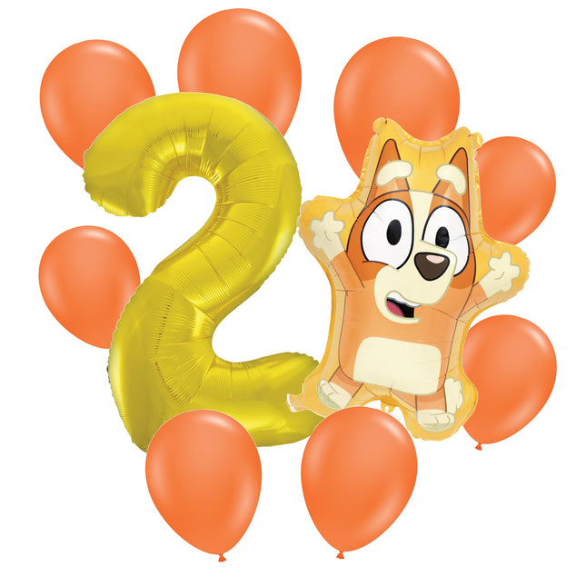 Bingo 2nd birthday set main: number 2 foil, themed foil and 8 matching latex balloons