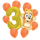 Bingo 3rd birthday set main: number 3 foil, themed foil and 8 matching latex balloons