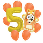 Bingo 5th birthday set main: number 5 foil, themed foil and 8 matching latex balloons