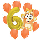 Bingo 6th birthday set main: number 6 foil, themed foil and 8 matching latex balloons