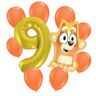 Bingo 9th birthday set main: number 9 foil, themed foil and 8 matching latex balloons