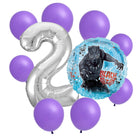 Black Panther 2nd birthday set main: number 2 foil, themed foil and 8 matching latex balloons