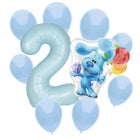 Blue's Clues 2nd birthday set main: number 2 foil, themed foil and 8 matching latex balloons