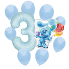 Blue's Clues 3rd birthday set main: number 3 foil, themed foil and 8 matching latex balloons