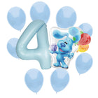Blue's Clues 4th birthday set main: number 4 foil, themed foil and 8 matching latex balloons