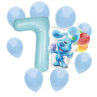Blue's Clues 7th birthday set main: number 7 foil, themed foil and 8 matching latex balloons