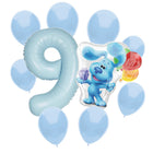 Blue's Clues 9th birthday set main: number 9 foil, themed foil and 8 matching latex balloons