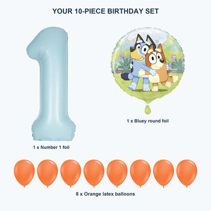 Bluey age 1 birthday balloon set - Exact set contents