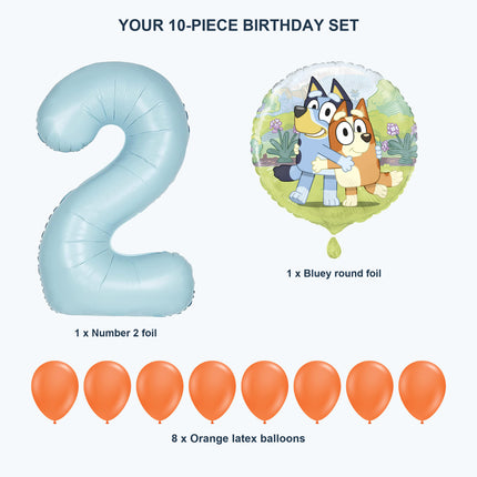 Bluey age 2 birthday balloon set - Exact set contents