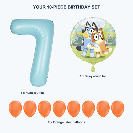 Bluey age 7 birthday balloon set - Exact set contents