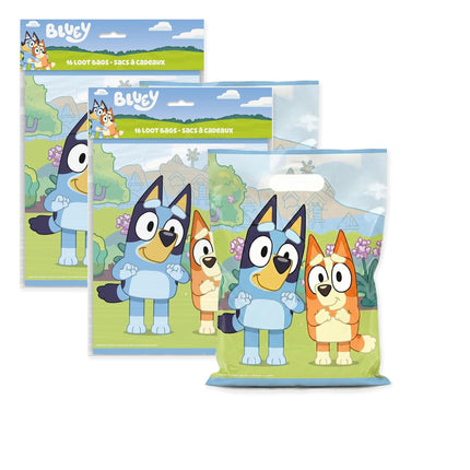Bluey Party Favor Bags, 16 Count Bundle - coordinated party set