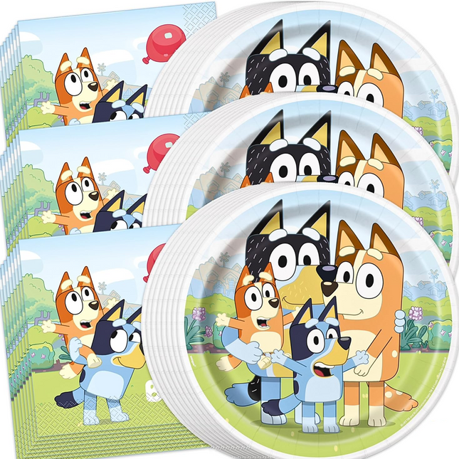 Bluey Plates and Napkins Set - Serves 32 Guests