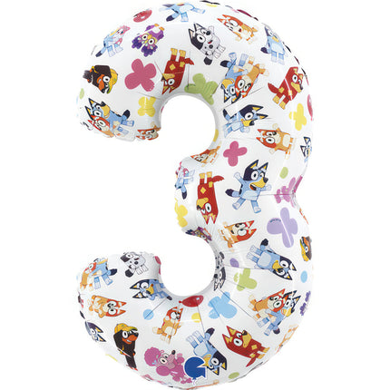 Bluey Number 3 Foil Balloon 26" – 3rd Birthday Decoration