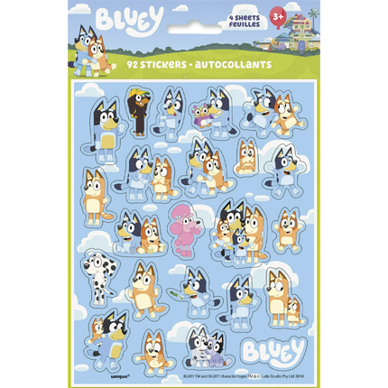 Bluey Sticker Sheets/Favors (92 Stickers)