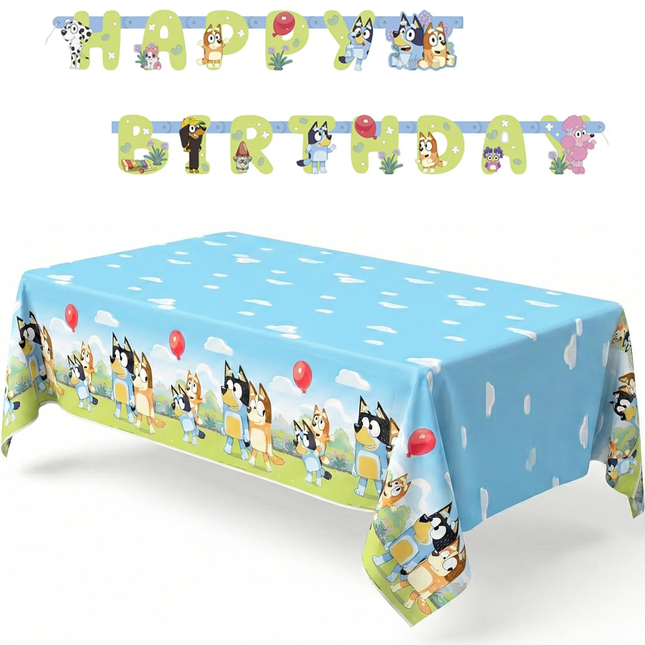 Bluey Birthday Banner and Tablecloth - Party Decorations