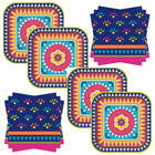 Boho Fiesta Dinner Plates and Napkins Set for 32 Guests - set overview