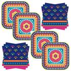 Boho Fiesta Dinner Plates and Napkins Set for 16 Guests - set overview