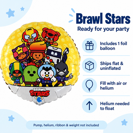 Brawl Stars Foil Balloon 18" – Gaming Birthday Party Decoration - inflation and included item information