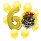 Brawl Stars 6th birthday set main: number 6 foil, themed foil and 8 matching latex balloons