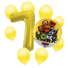 Brawl Stars 7th birthday set main: number 7 foil, themed foil and 8 matching latex balloons