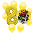 Brawl Stars 8th birthday set main: number 8 foil, themed foil and 8 matching latex balloons