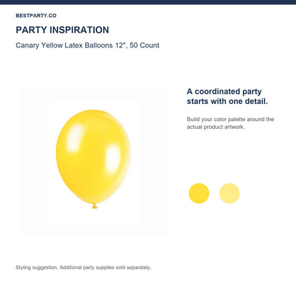 Canary Yellow Latex Balloons 12", 50 Count — color coordination idea