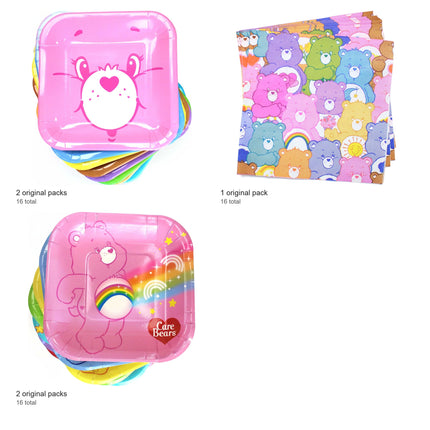 Care Bears Coordinated Party Supplies Set for 16 Guests - included packs and quantities
