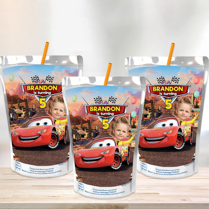 Cars McQueen Custom Photo Juice Pouch Labels
