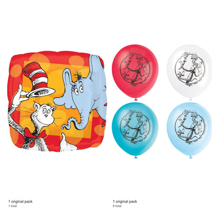 Cat in the Hat Foil and Latex Balloon Bundle - included packs and quantities