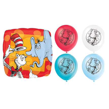 Cat in the Hat Foil and Latex Balloon Bundle - set overview