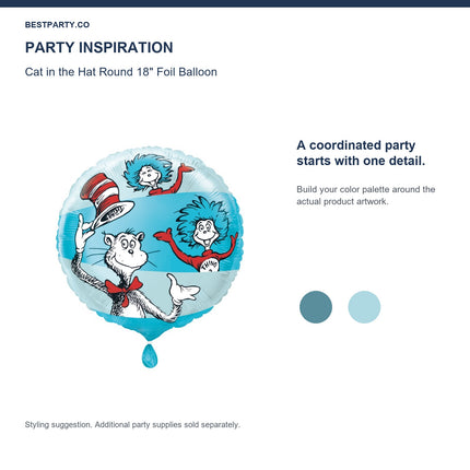 Cat in the Hat Round 18" Foil Balloon — color coordination idea