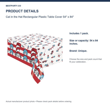 Cat in the Hat table cover size and package details