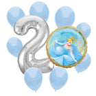 Cinderella 2nd birthday set main: number 2 foil, themed foil and 8 matching latex balloons