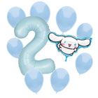 Cinnamoroll 2nd birthday set main: number 2 foil, themed foil and 8 matching latex balloons