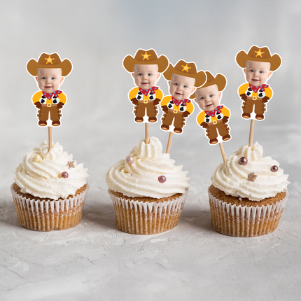 Cowboy Personalised Cupcake Toppers 10 ct - Western Birthday Party