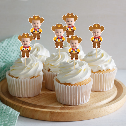 Cowboy Personalised Cupcake Toppers 10 ct - Western Birthday Party