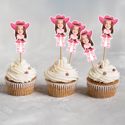 Cowgirl Personalised Cupcake Toppers 10 ct - Western Birthday Party