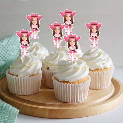 Cowgirl Personalised Cupcake Toppers 10 ct - Western Birthday Party