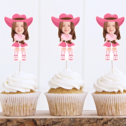 Cowgirl Personalised Cupcake Toppers 10 ct - Western Birthday Party