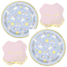 Dainty Unicorn Dinner Plates and Napkins Set for 32 Guests - set overview