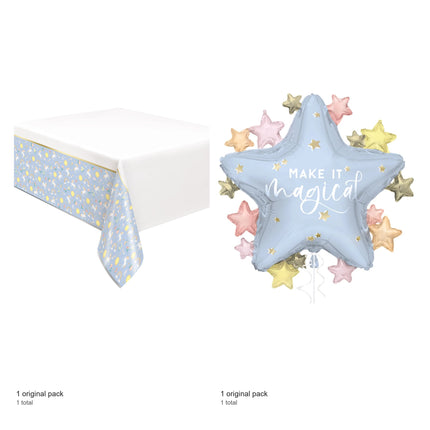Dainty Unicorn Tablecloth and Foil Balloon Set - included packs and quantities