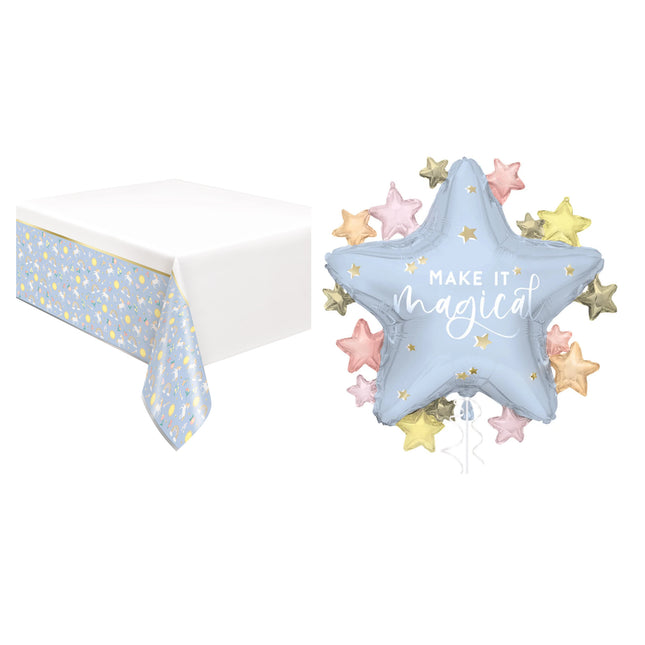 Dainty Unicorn Tablecloth and Foil Balloon Set - set overview