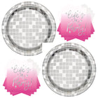 Dance Party Disco Ball Dessert Plates and Napkins Set for 32 Guests - set overview