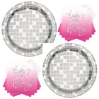 Dance Party Disco Ball Dessert Plates and Napkins Set for 16 Guests - set overview