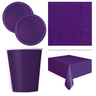 Deep Purple Solid Coordinated Party Supplies Set for 16 Guests - set overview
