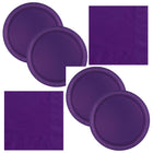 Deep Purple Solid Dinner Plates and Napkins Set for 16 Guests - set overview